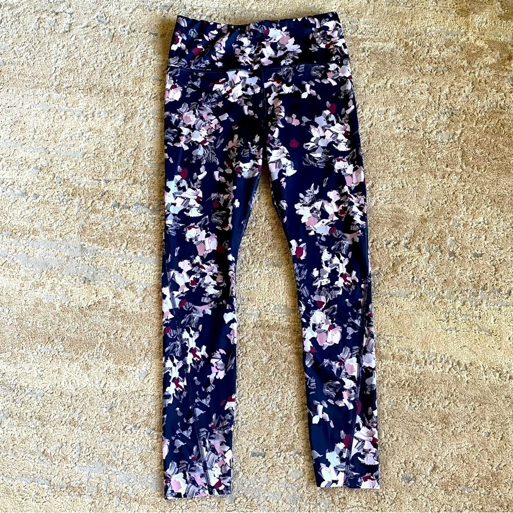 Athleta Challenge Bloom 7/8 Leggings Yoga Pants Workout Gym Blue High Rise: S